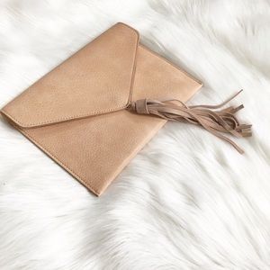 Nordstrom Blush Tassel Envelope Clutch